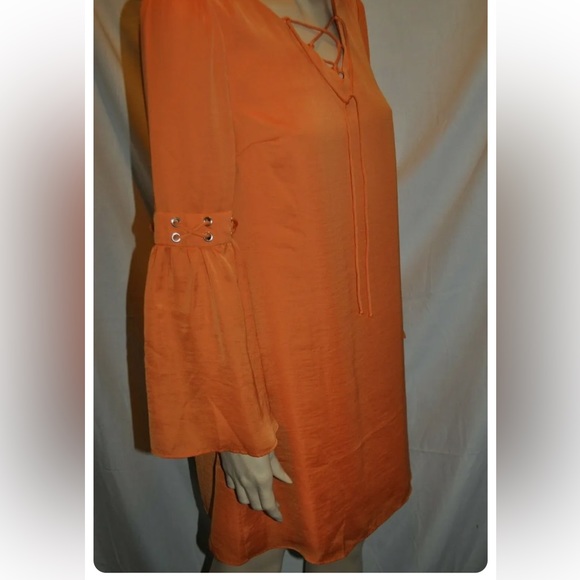 VENUS Womens ORANGE Dress BELL Sleeves Boho Hippie Size Medium - Picture 7 of 8